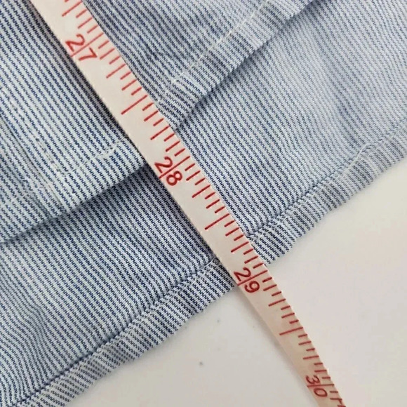 ANN TAYLOR LOFT Blue White‎ Pinstripe Button Up Contrasting Long Sleeved Shirt - Picture 10 of 11